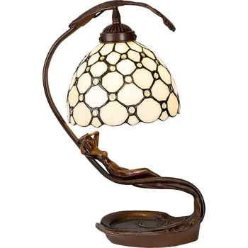 Lampička Krémová stolní lampa Tiffany Millie - 28*20*41 cm E14/max 1*25W
