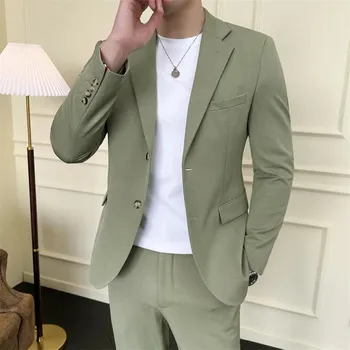 Best Fashion Pánský dvoudílný oblek v ležérně elegantním stylu Barva: Zelená, Velikost: XL