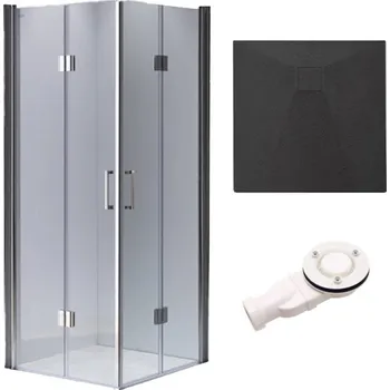 BPS-koupelny Čtvercový sprchový kout HYD-SK1290B 90x90 chrom/transparent + vanička HYD-SSV-RIKO černá