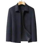 Best Fashion Pánský elegantní vlněný kabát klasického střihu Barva: Tmavě Modrá, Velikost: 4XL