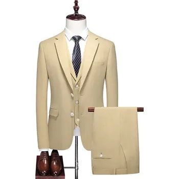 Best Fashion Pánský slavnostní třídílný oblek Velikost: XL, Barva (Varianta): Buff