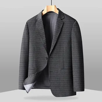 Best Fashion Pánské kostkované sako pro elegantní styl Barva: Šedá, Velikost: M