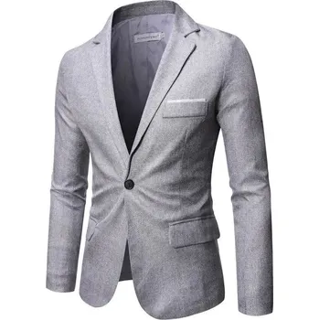 Best Fashion Pánské sako v britském stylu pro formální příležitosti Barva: Šedá, Velikost: M