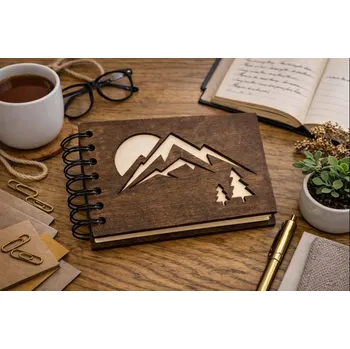 Dary dřeva Dřevěný zápisník na razítka - na hory Velikost: A5