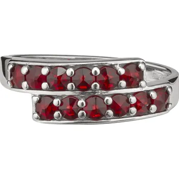 Prsten Stříbrný prsten s českým granátem, rhodiovaný - linka Velikost: 50