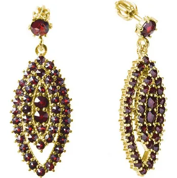 Náušnice Stříbrné náušnice s českým granátem, zlacené - ovál Zapínání: klapka