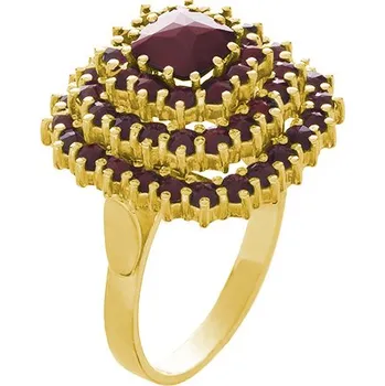 Prsten Stříbrný prsten s českým granátem, zlacený - čtverec Velikost: 56