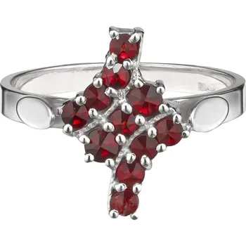 Prsten Stříbrný prsten s českým granátem, rhodiovaný Velikost: 61