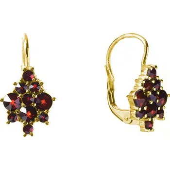 Náušnice Stříbrné náušnice s českým granátem, zlacené Zapínání: puzeta