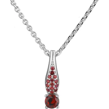 Náhrdelník Stříbrný náhrdelník s českým granátem, rhodiovaný