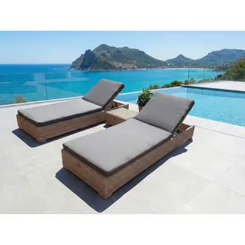 Zahradní lehátko Umělý ratan Lehátkový set latte/šedá