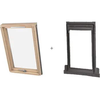 Okno SET DAKEA BETTER SAFE dřevěné střešní okno 66x118 cm + lemování KTF do 5cm