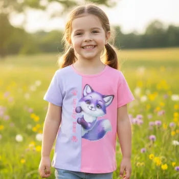 Dívčí oblečení DÍVČÍ TRIČKO šedá/růžová Kugo DC9406