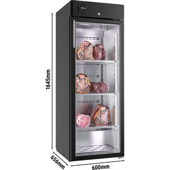Lednice G.Gastro Skříň na suché zrání masa - 600mm - 1 skleněné dveře - černá