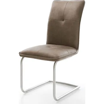 Jídelní židle DELIFE Jídelní židle Maddy-Flex mikrovlákno taupe vintage jídelní židle kulatá nerezová ocel