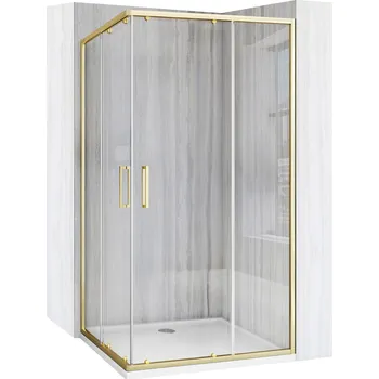 Obdélníkový sprchový kout REA City 80x100 zlatá broušená/transparent + vanička Savoy bílá