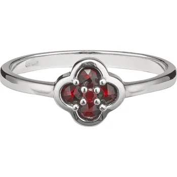 Prsten Stříbrný prsten s českým granátem, rhodiovaný - květina Velikost: 59