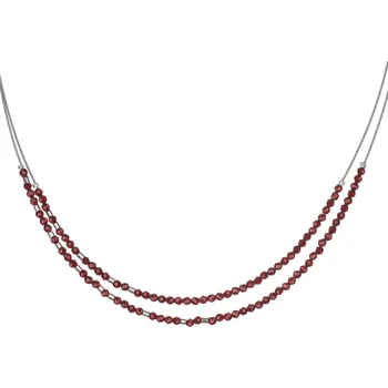 Náhrdelník Stříbrný náhrdelník s českým granátem, rhodiovaný