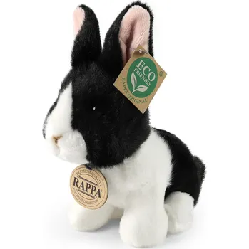 plyšák Plyšový králík bílo-černý sedící 16 cm, ECO-FRIENDLY