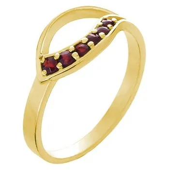 Prsten Stříbrný prsten s českým granátem, zlacený - vlnka Velikost: 58