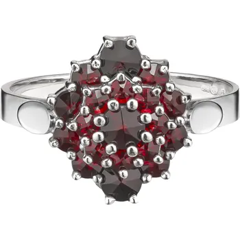 Prsten Stříbrný prsten s českým granátem, rhodiovaný - ovál Velikost: 55