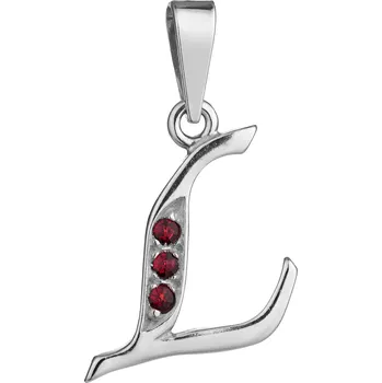 Přívěsek Stříbrný přívěsek s českým granátem, rhodiovaný - písmeno L