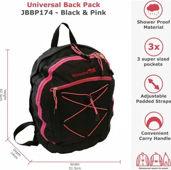 Městský batoh Nicole Brown PROSTORNÝ BATOH JBBP 174 ČERNO/RUŽOVÝ