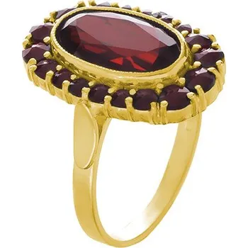 Prsten Stříbrný prsten s českým granátem, zlacený - ovál Velikost: 54