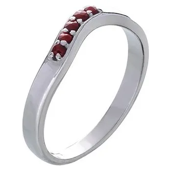 Prsten Stříbrný prsten s českým granátem, rhodiovaný - vlnka Velikost: 50