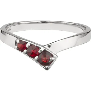 Prsten Stříbrný prsten s českým granátem, rhodiovaný - špička Velikost: 57