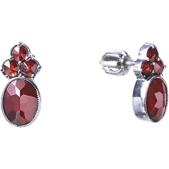 Náušnice Stříbrné náušnice s českým granátem, rhodiované - ovál Zapínání: puzeta