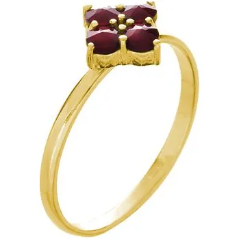 Prsten Stříbrný prsten s českým granátem, zlacený - květina Velikost: 51