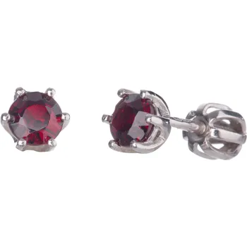 Náušnice Stříbrné náušnice s českým granátem, rhodiované Zapínání: klapka
