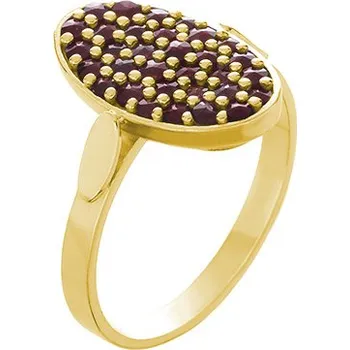 Prsten Stříbrný prsten s českým granátem, zlacený - ovál Velikost: 51