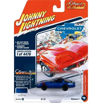 autíčko Chevrolet Corvette 1979 modrý 1:64 - Johnny Lightning Chevrolet Corvette - kovový model
