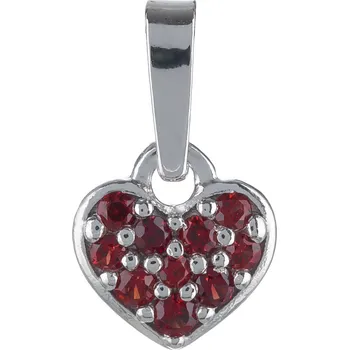 Přívěsek Stříbrný přívěsek s českým granátem, rhodiovaný - srdce