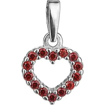 Přívěsek Stříbrný přívěsek s českým granátem, rhodiovaný - srdce