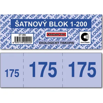 Tiskopis Šatnové bloky 1-200 čísel - modrá