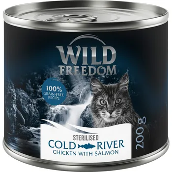 Krmivo pro kočku 6x200g Wild Freedom Adult Sterilised – bez obilovin - Cold River Sterilised – kuře a treska