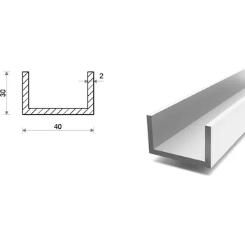 Stavební profil Hliníkový U profil 40 x 30 x 6000 mm