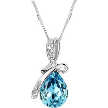 Náhrdelník Náhrdelník Modrá kapka – stříbrný řetízek s modrým přívěskem, dárek pro ženy