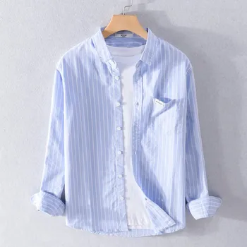 Pánská košile Best Fashion Pánská pruhovaná košile pro volný čas Barva: Světle Modrá, Velikost: 2XL