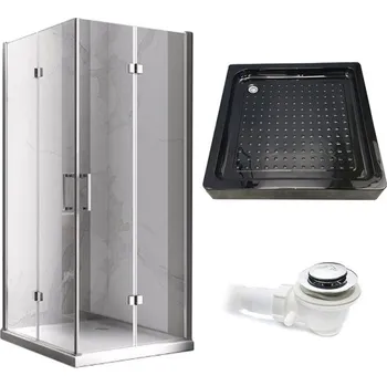 BPS-koupelny Čtvercový sprchový kout HYD-SK08C 90x90 chrom/transparent + vanička HYD-SSV-SXL02B černá