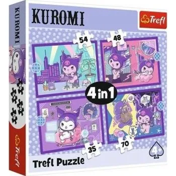 Puzzle TREFL Puzzle 4v1 Den s Kuromi v krabici 28x28x6cm