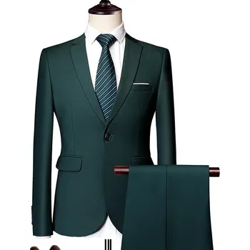 Pánský oblek Best Fashion Pánský elegantní dvoudílný oblek pro slavnosti Barva: Tmavě Zelená, Velikost: XXS