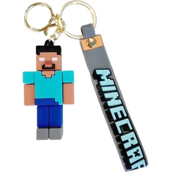 Dětská klíčenka Minecraft Steve Pixel s poutkem a karabinou