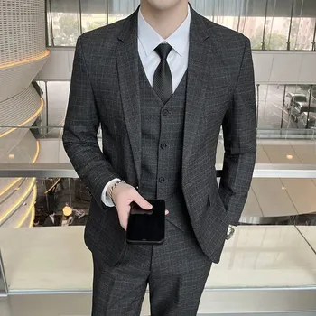 Best Fashion Pánský třídílný oblek pro svatby a formální události Velikost: M, Barva (Varianta): 1617-black