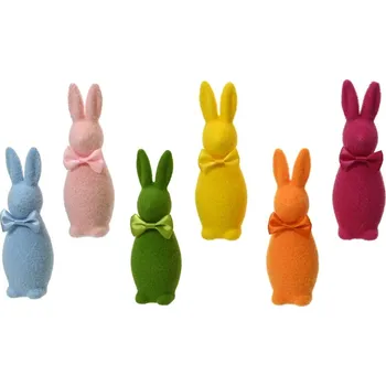 Velikonoční dekorace Zajíček stojící s mašlí z polyfoam mix 30cm