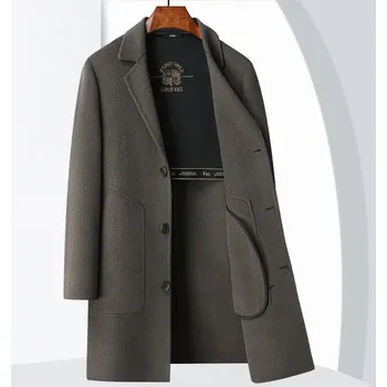 Pánský zimní kabát Best Fashion Pánský oboustranný kabát střední délky Barva: Kávová, Velikost: 2XL