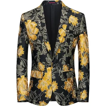 Pánské sako Best Fashion Pánské společenské sako pro večírky a události Barva: Zlatá, Velikost: 3XL